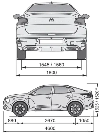 Citroen C4. Dimensões (mm)